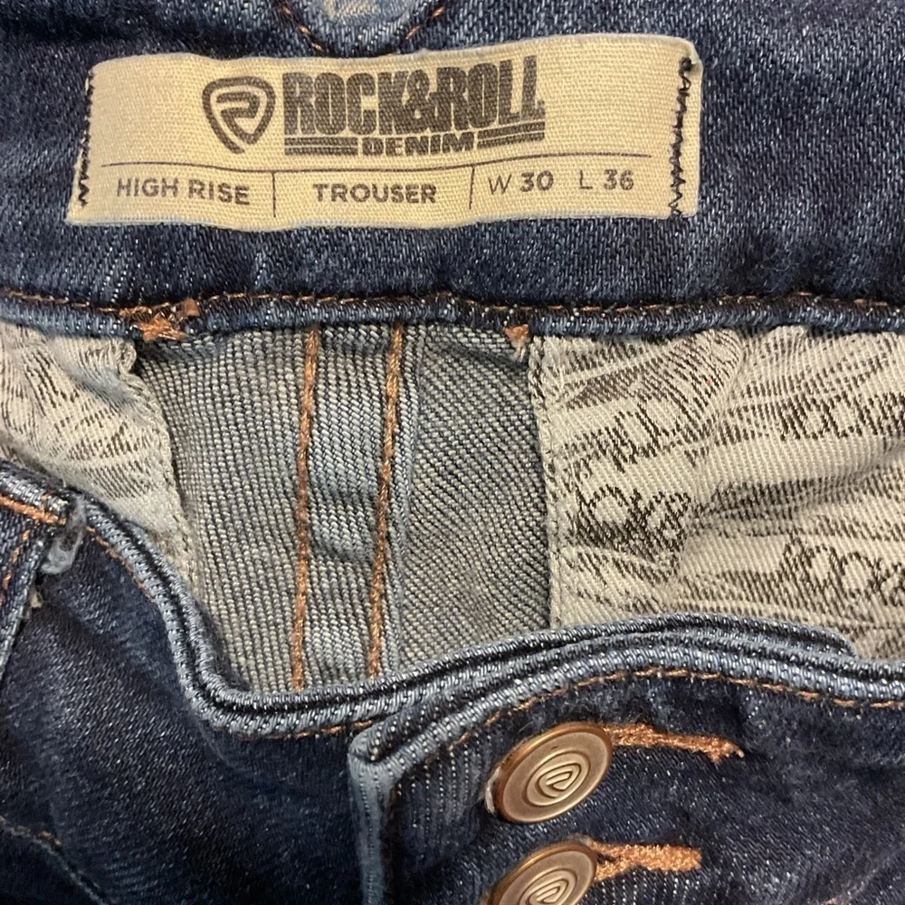 Rock and Roll High Rise Trouser Dark Denim Jean Size 30/36 - Picture 12 of 13